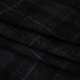 Wool Blend Twill Tweed - Black, Gray and Purple Plaid