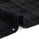 Wool Blend Twill Tweed - Black, Gray and Purple Plaid