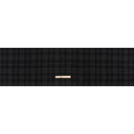 Wool Blend Twill Tweed - Black, Gray and Purple Plaid