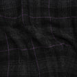 Wool Blend Twill Tweed - Black, Gray and Purple Plaid