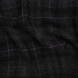 Wool Blend Twill Tweed - Black, Gray and Purple Plaid