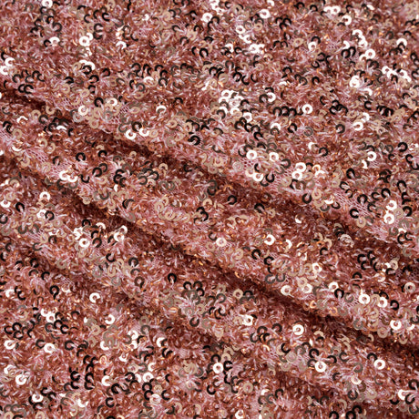 Recycled Polyester All-Over Circular Baby Sequins on Stretch Mesh - Pink - Divine Collection