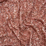 Recycled Polyester All-Over Circular Baby Sequins on Stretch Mesh - Pink - Divine Collection
