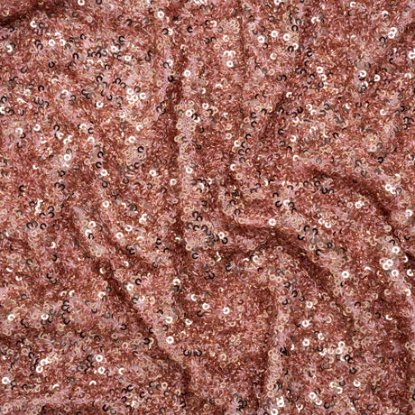 Recycled Polyester All-Over Circular Baby Sequins on Stretch Mesh - Pink - Divine Collection