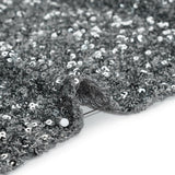 Recycled Polyester All-Over Circular Baby Sequins on Stretch Mesh - Silver - Divine Collection