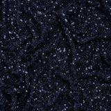 Recycled Polyester All-Over Circular Baby Sequins on Stretch Mesh - Navy - Divine Collection