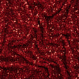Recycled Polyester All-Over Circular Baby Sequins on Stretch Mesh - Red - Divine Collection