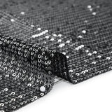 Recycled Polyester Circle Sequin Stripes on Stretch Mesh - Silver on Black - Transcendent Collection