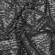 Recycled Polyester Circle Sequin Stripes on Stretch Mesh - Silver on Black - Transcendent Collection