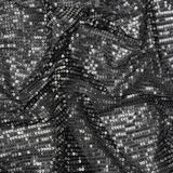 Recycled Polyester Circle Sequin Stripes on Stretch Mesh - Silver on Black - Transcendent Collection