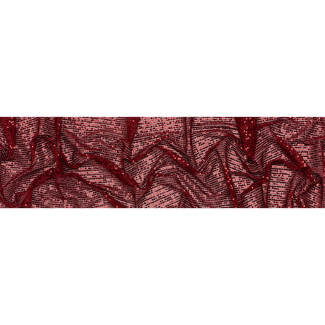 Recycled Polyester Circle Sequin Stripes on Stretch Mesh - Tango Red - Transcendent Collection