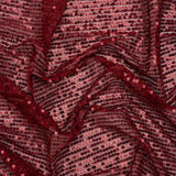 Recycled Polyester Circle Sequin Stripes on Stretch Mesh - Tango Red - Transcendent Collection
