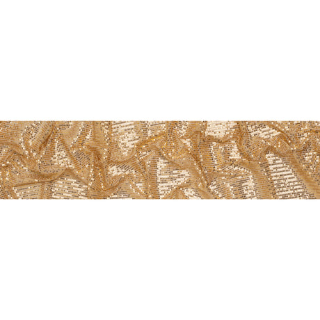 Recycled Polyester Circle Sequin Stripes on Stretch Mesh - Gold - Transcendent Collection