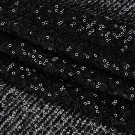 Recycled Polyester Circle Sequin Stripes on Stretch Mesh - Black - Transcendent Collection