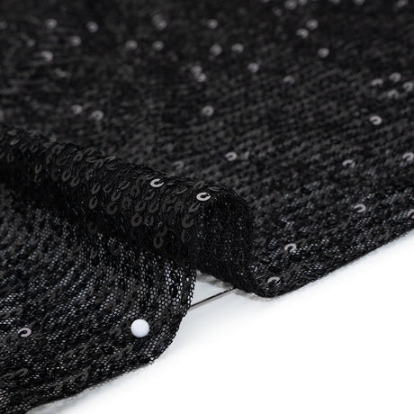 Recycled Polyester Circle Sequin Stripes on Stretch Mesh - Black - Transcendent Collection