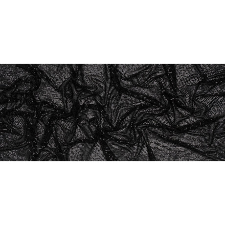 Recycled Polyester Circle Sequin Stripes on Stretch Mesh - Black - Transcendent Collection