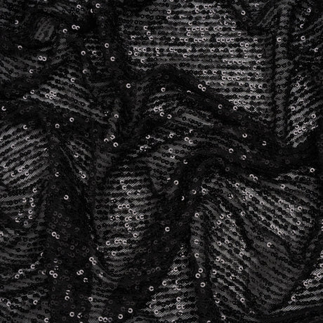 Recycled Polyester Circle Sequin Stripes on Stretch Mesh - Black - Transcendent Collection