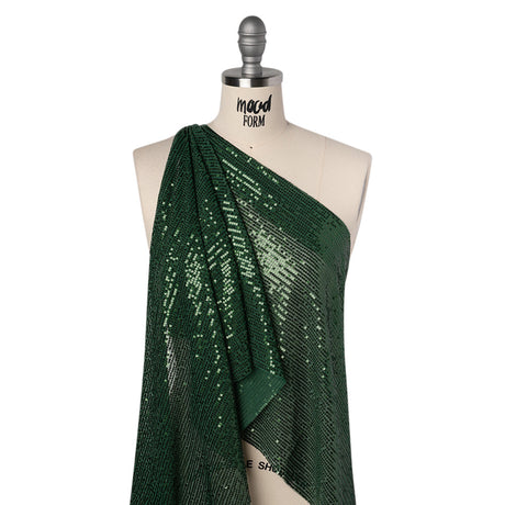 Recycled Polyester Circle Sequin Stripes on Stretch Mesh - Green - Transcendent Collection