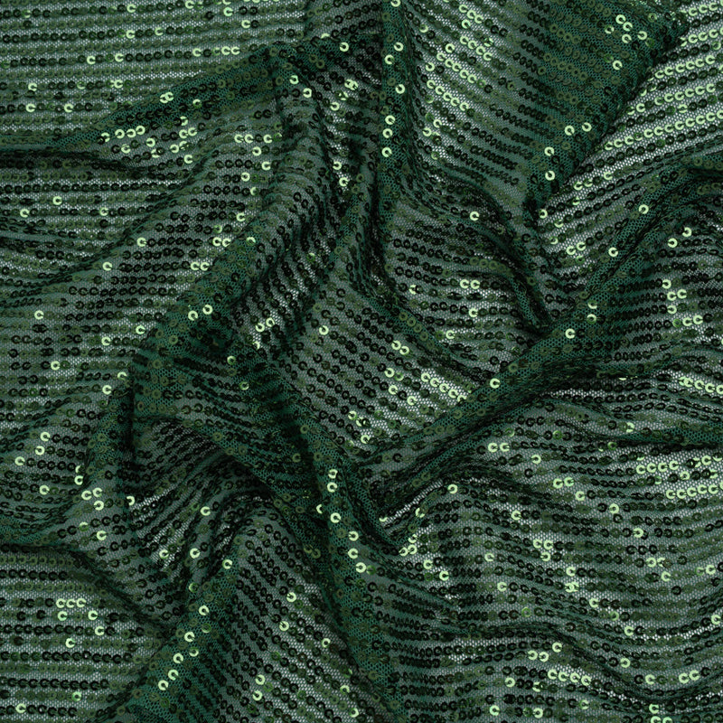 Recycled Polyester Circle Sequin Stripes on Stretch Mesh - Green - Transcendent Collection