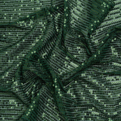 Recycled Polyester Circle Sequin Stripes on Stretch Mesh - Green - Transcendent Collection