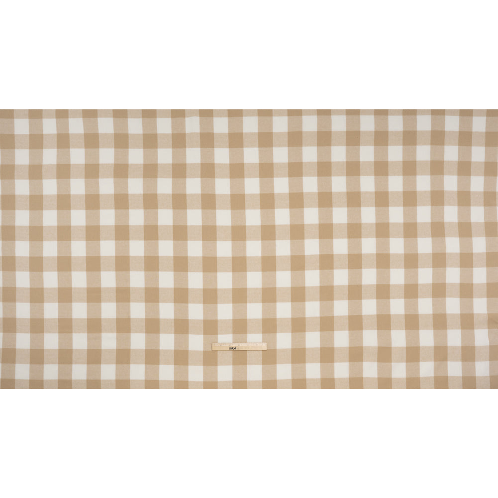 Yarn-Dyed Cotton Twill Flannel - Beige and White Buffalo Check