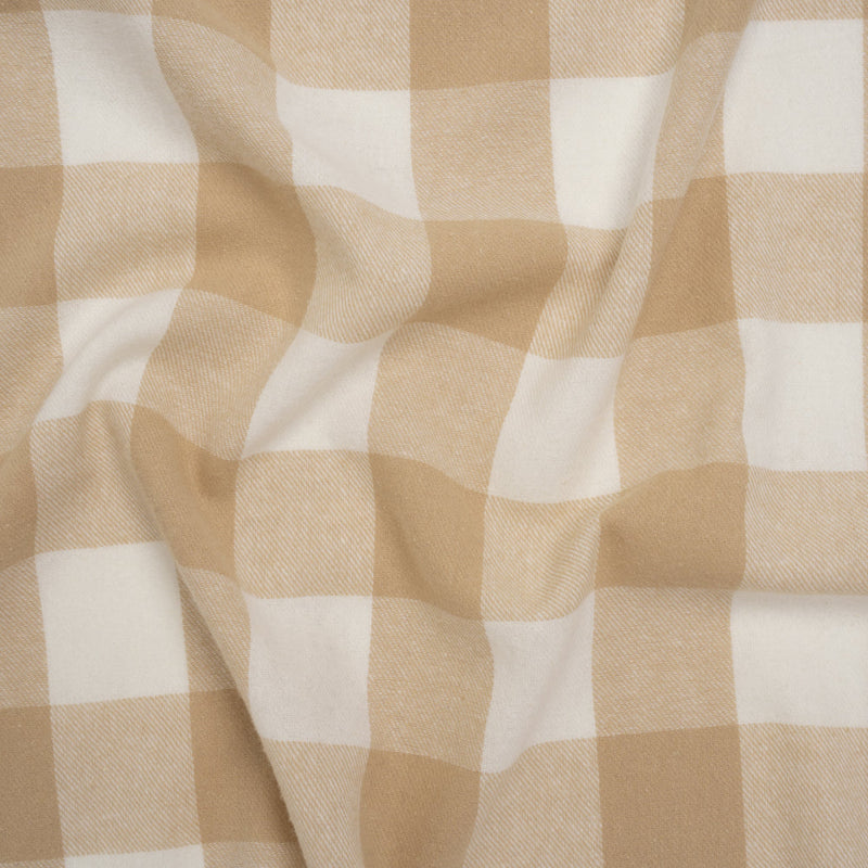 Yarn-Dyed Cotton Twill Flannel - Beige and White Buffalo Check