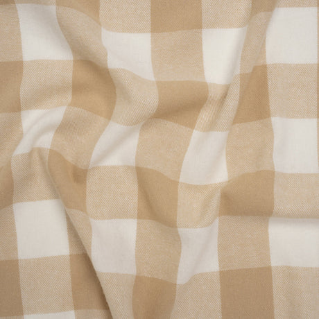 Yarn-Dyed Cotton Twill Flannel - Beige and White Buffalo Check