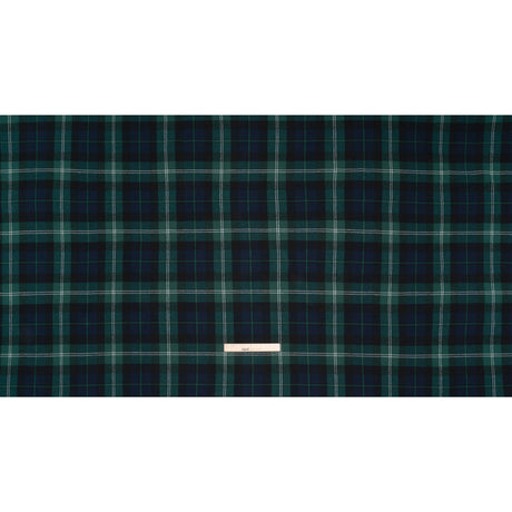 Yarn-Dyed Cotton Twill Flannel - Green, Black and Blue Black Watch Plaid