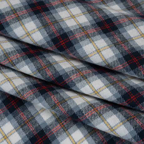 Yarn-Dyed Cotton Twill Flannel - Blue, Red and White Plaid
