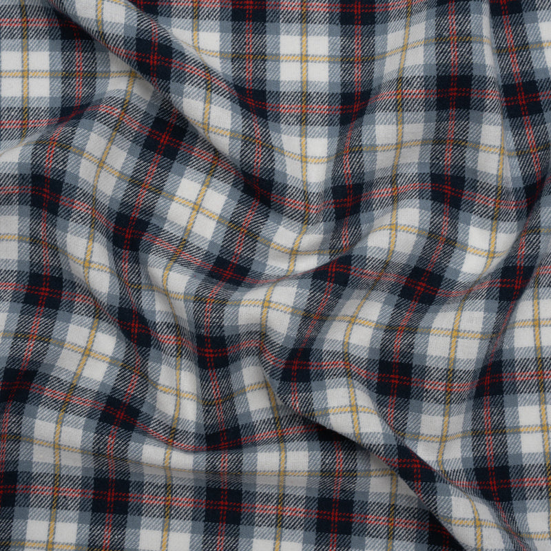 Yarn-Dyed Cotton Twill Flannel - Blue, Red and White Plaid