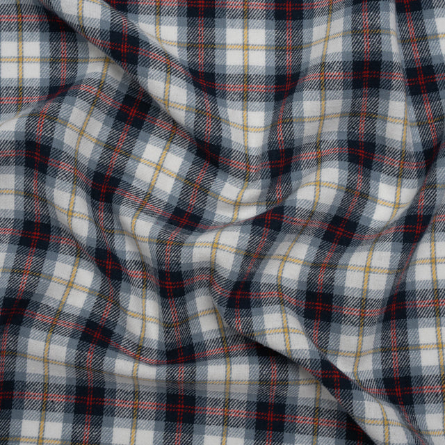 Yarn-Dyed Cotton Twill Flannel - Blue, Red and White Plaid