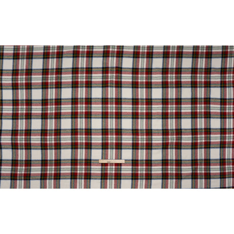 Yarn-Dyed Cotton Twill Flannel - White, Red and Green Plaid
