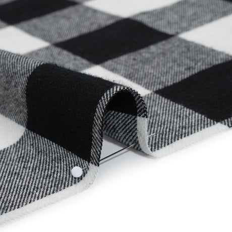 Yarn-Dyed Cotton Twill Flannel - Black and White Buffalo Check