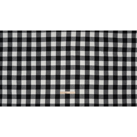 Yarn-Dyed Cotton Twill Flannel - Black and White Buffalo Check