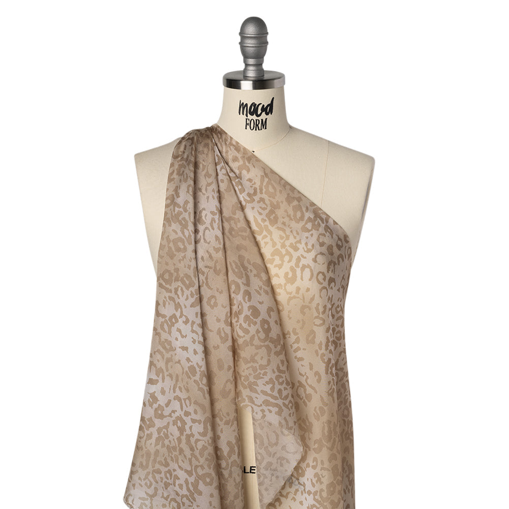 Silk Voile Print - Soft Beige and Tan Cheetah Spots - Deadstock