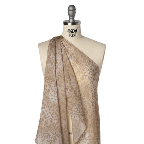 Silk Voile Print - Soft Beige and Tan Cheetah Spots - Deadstock