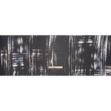 Crinkled Silk Chiffon Print - Black, Blue and White Brushy Plaid - Deadstock