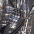 Crinkled Silk Chiffon Print - Black, Blue and White Brushy Plaid - Deadstock