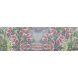 Crinkled Silk Chiffon Print - Green and Pink Ferns and Painterly Flowers Borders - Deadstock
