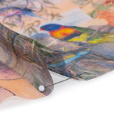 Crinkled Silk Chiffon Print - Red, Yellow and Blue Butterflies, Birds and Floral Patchwork - Deadstock