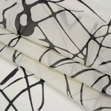 Silk Voile Print - Off White and Black Squiggles - Deadstock