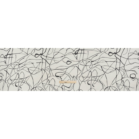 Silk Voile Print - Off White and Black Squiggles - Deadstock