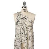 Silk Voile Print - Off White and Black Squiggles - Deadstock