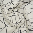Silk Voile Print - Off White and Black Squiggles - Deadstock
