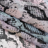 Silk Voile Print - Pastel Rainbow Diamonds and Black Snakeskin - Deadstock