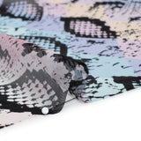 Silk Voile Print - Pastel Rainbow Diamonds and Black Snakeskin - Deadstock