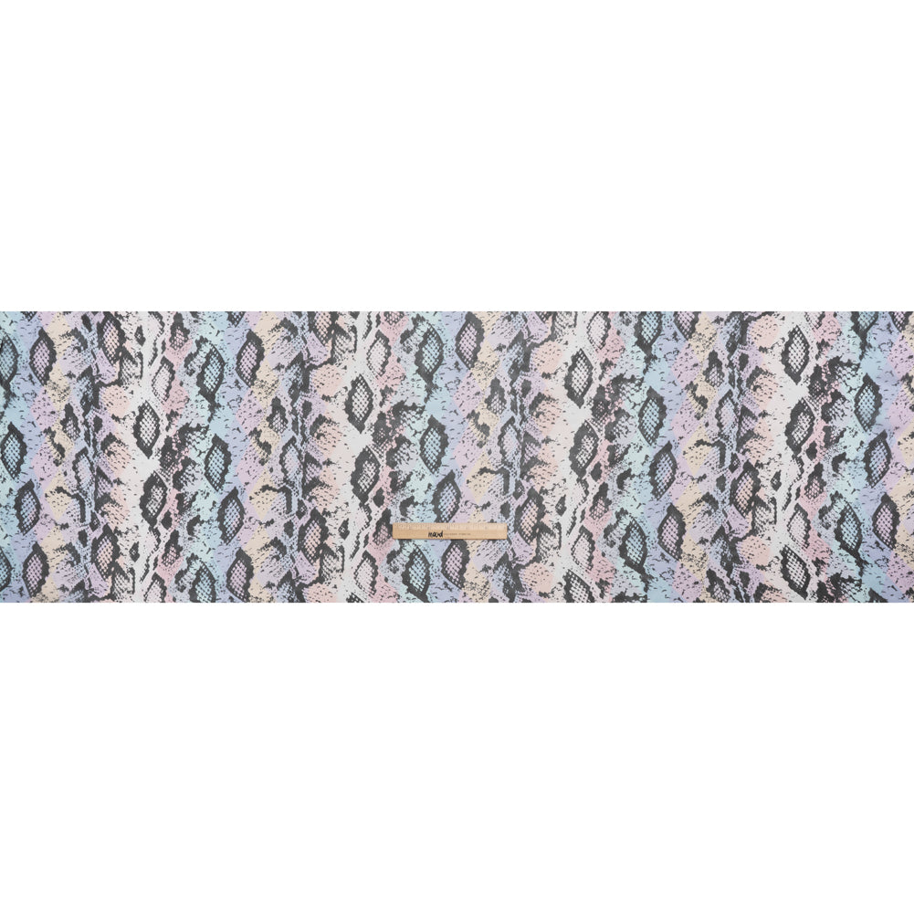 Silk Voile Print - Pastel Rainbow Diamonds and Black Snakeskin - Deadstock