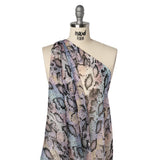 Silk Voile Print - Pastel Rainbow Diamonds and Black Snakeskin - Deadstock