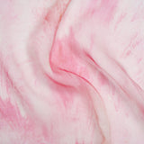 Crinkled Silk Chiffon Print - Pale Pink and Magenta Abstract Brush Strokes - Deadstock