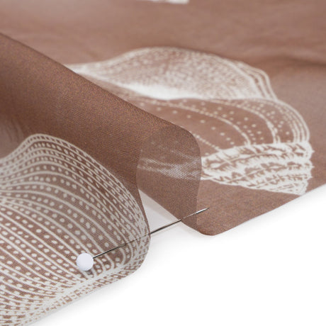Silk Voile Print - Brown and White Sea Creatures and Shells - Deadstock